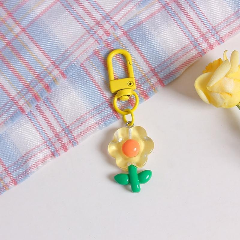 Colorful Resin Flower Keychain Charming Resin Flower Keychain with Tulips Designs for Bag Hanging Decoration
