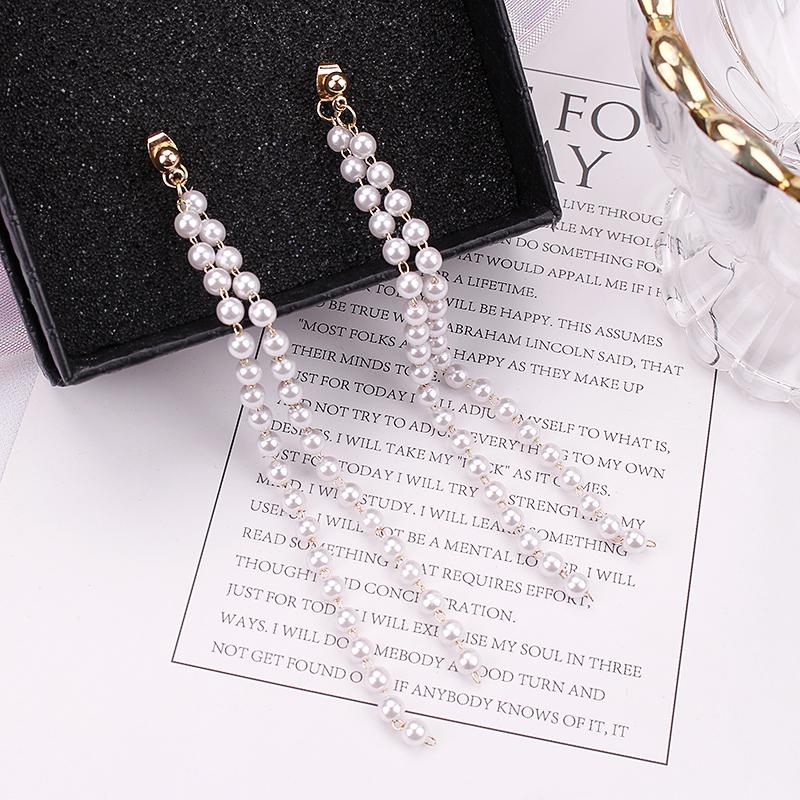 2022 Ultra-Long Pearl Dangle Earrings for Women - Trendy Korean Tassel Design