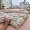 Tištěná čtyřdílná sada na postel, Měkká a zesílená, šetrná k pokožce, Praná povlečení na přikrývku, Sada prostěradel