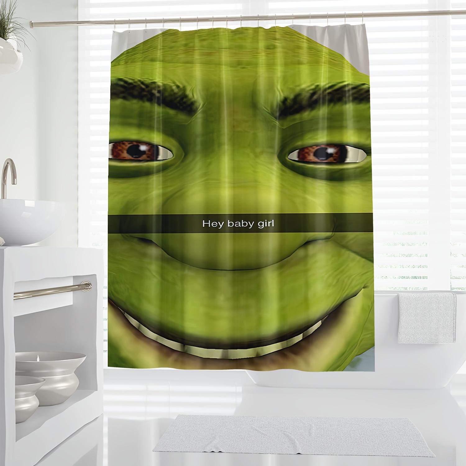 

1Pc Shower Curtain - Green Frog With Hey Baby Girl Text Design Waterproof W60H190(CM)-1 Pcs