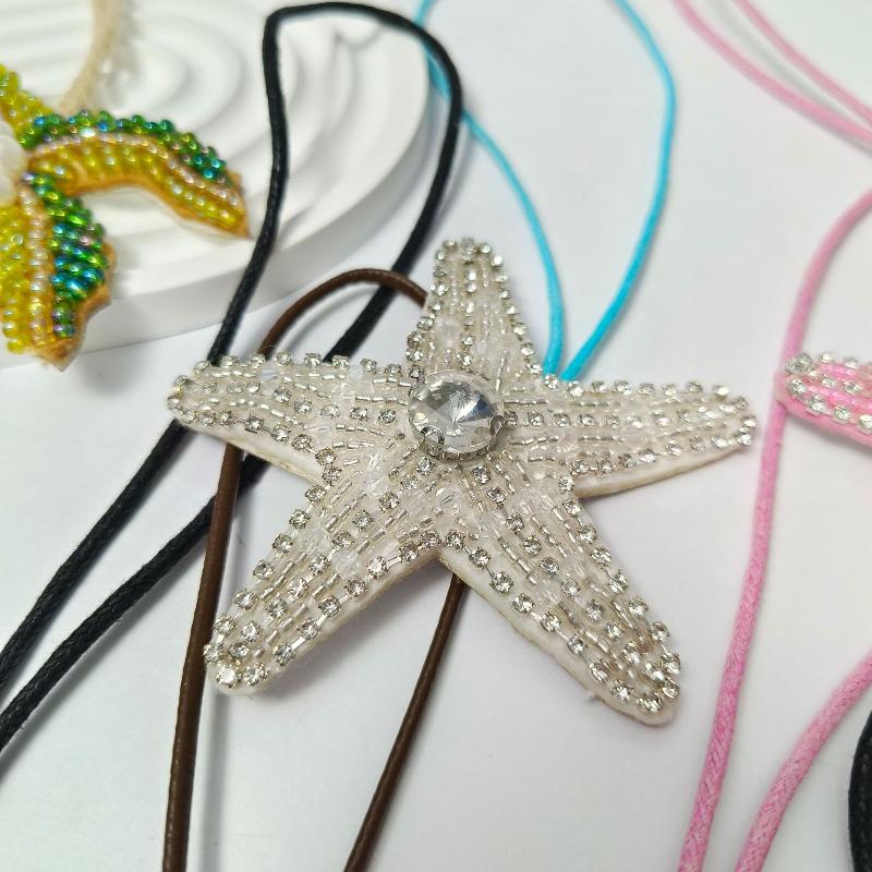 1 Piece Butterfly Applique Patch Hanging Rope Keyring  Starfish Sequin Handmade Beaded Clothing Sew On Patches Pendant