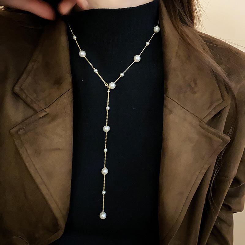 French Vintage Baroque Pearl Necklace Summer Niche Premium Sense Clavicle Chain Light Luxury Versatile Necklace Women
