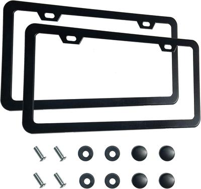 2PCS Premium Matte Black License Plate Frames,Solid Rust-Proof Aluminum Holder with 2Holes,Universal Car Frame for Women and Man, Including Screws