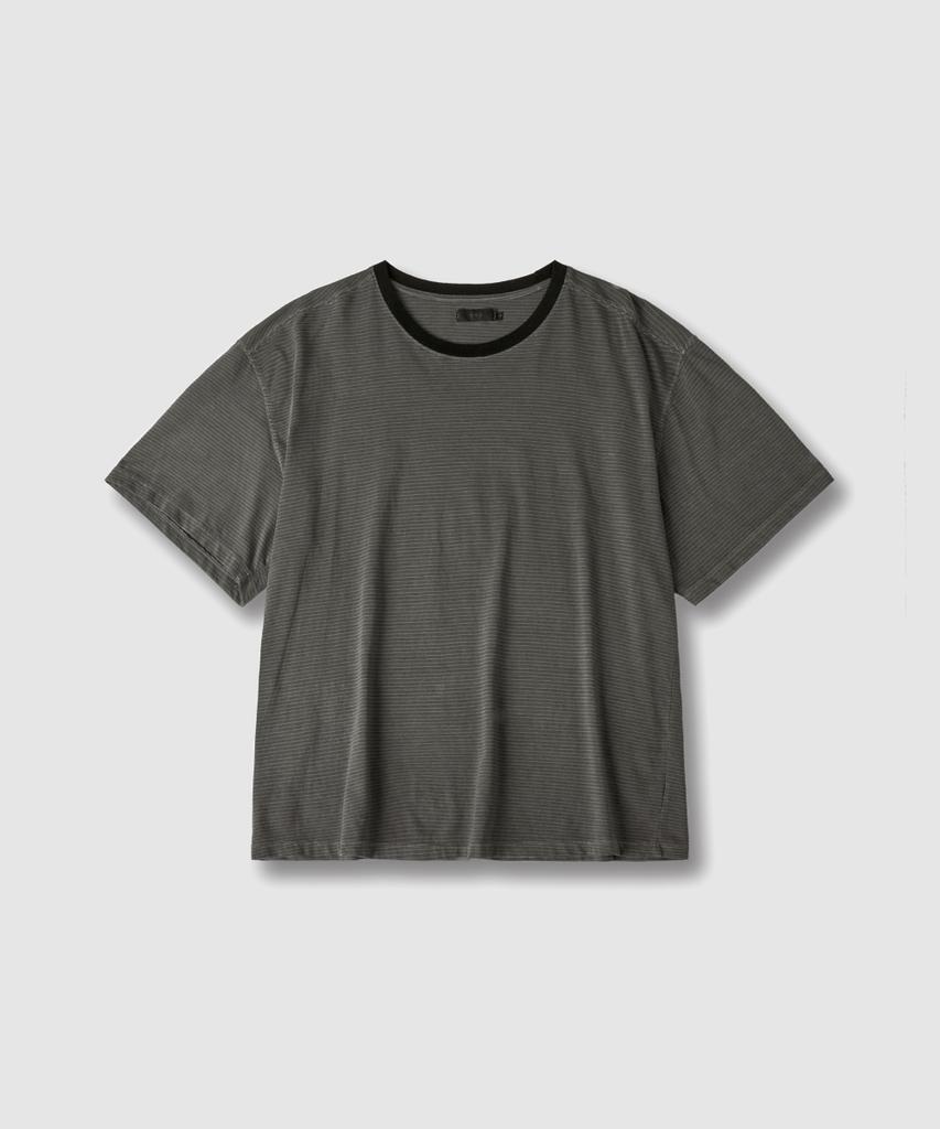 ASP Pigment Dyed Stripe Short Sleeve T-Shirt - Mid Grey