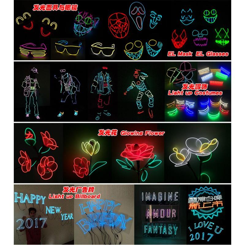 LED Light Up Mask EL Wire Skull Halloween Party Costume