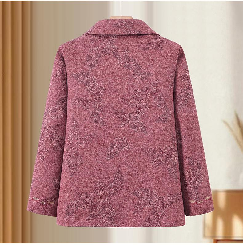 Women's Spring & Autumn 2026 Jacket: Stylish Lapel Loose-Fit for Middle-Aged & Elderly