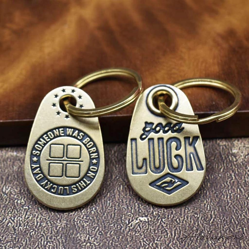 [ALOHAMONI] Brass GOOD LUCK Vintage American Key Chain Key Ring American Casual Miscellaneous Goods