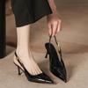 2026New Women's High Heels Metal Thin Heel Pointed Toe Sandals Sexy Patent Leather Slingback Sandals High Heel Dress Pumps Shoes