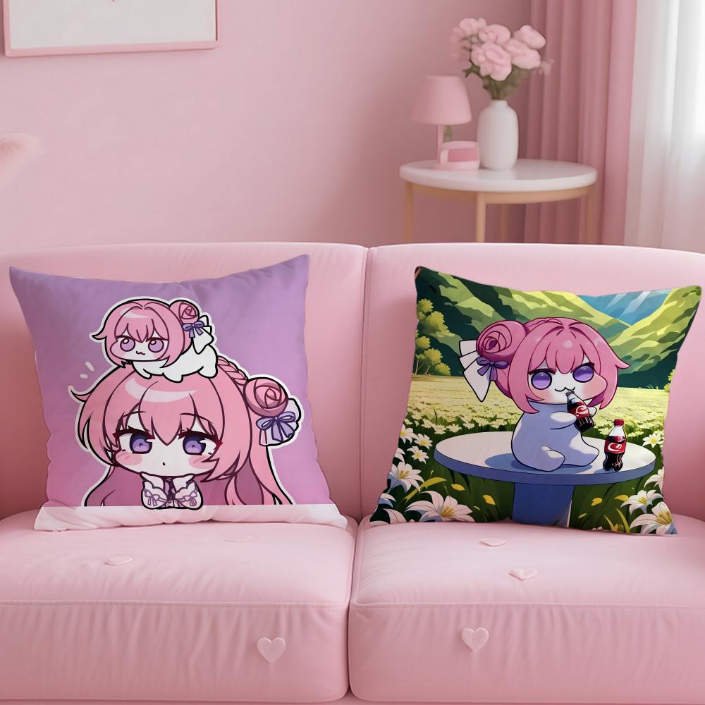 DORO Doll Victory Pink Dog Pillow Case Soft Plush Fabric Double-Sided Printed Cushion Cover Warm Winter Sofa Pillow Case