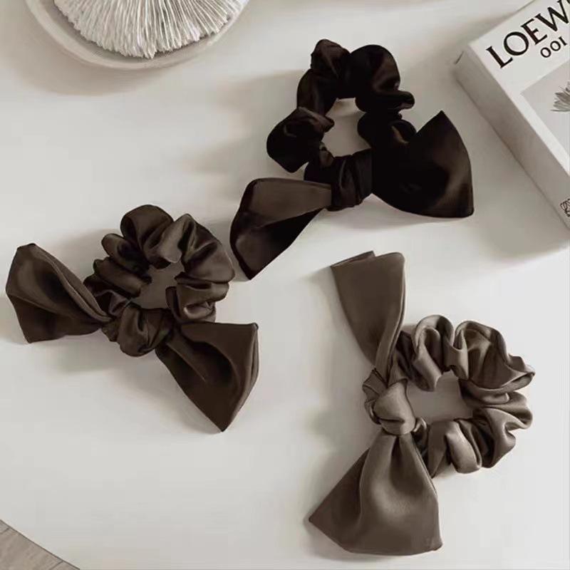 1piece Cute Bowknot Scrunchies Headwear for Women Girls Korea Elastic Ponytail Hair Band Black Brown Coffee Hair Accessories