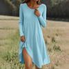 Long  Sleeve Dress For Women Casual Loose Fit Solid Dress With Pockets