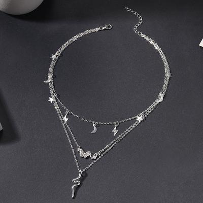 Serpentine Stacked Pendant Jewelry High-end Female Butterfly Star Moon Necklace Multi-layer Necklace