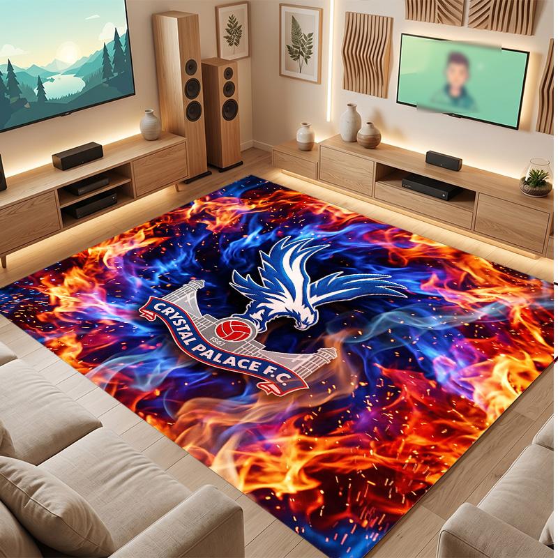 Tappeto in Velluto di Cristallo con Stampa del Crystal Palace Football, Comodo Assorbente d'Acqua Antiscivolo Tappeto per Pavimenti Interni