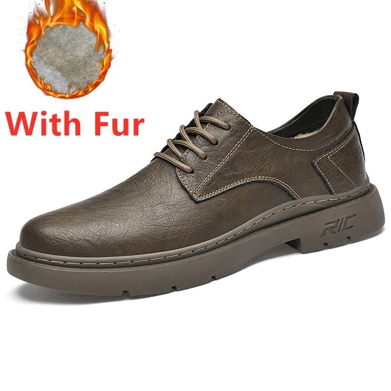 

Formal Genuine Leather Shoes for Men Lace Up Oxfords Footwear Man Wedding Party Office Business Shoes New Casual Warm Snow Shoes 45