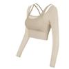 Yoga with chest pads, long sleeves, mesh stitching, fake two-piece yoga clothes, tops, fixed cups, fitness clothes, sports clothes, women's inside