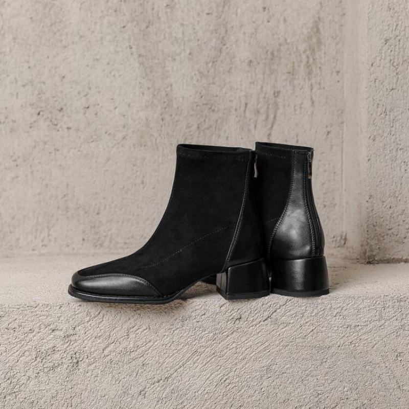 

Осень и зима новые ботинки Мартин с круглым носком, резиновая подошва, большой размер, женские ботинки, средний каблук, круглый носок, задняя молния, однотонные ботинки средней высоты, женские 39
