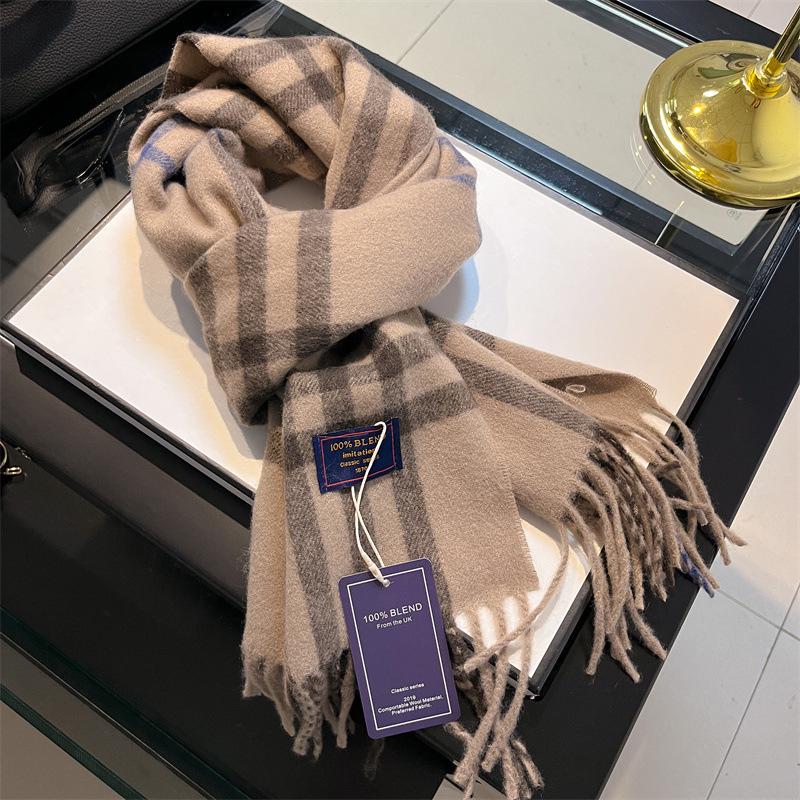 2024 British Red Plaid Imitation Cashmere Scarf: Cozy Winter Neck Shawl Gift