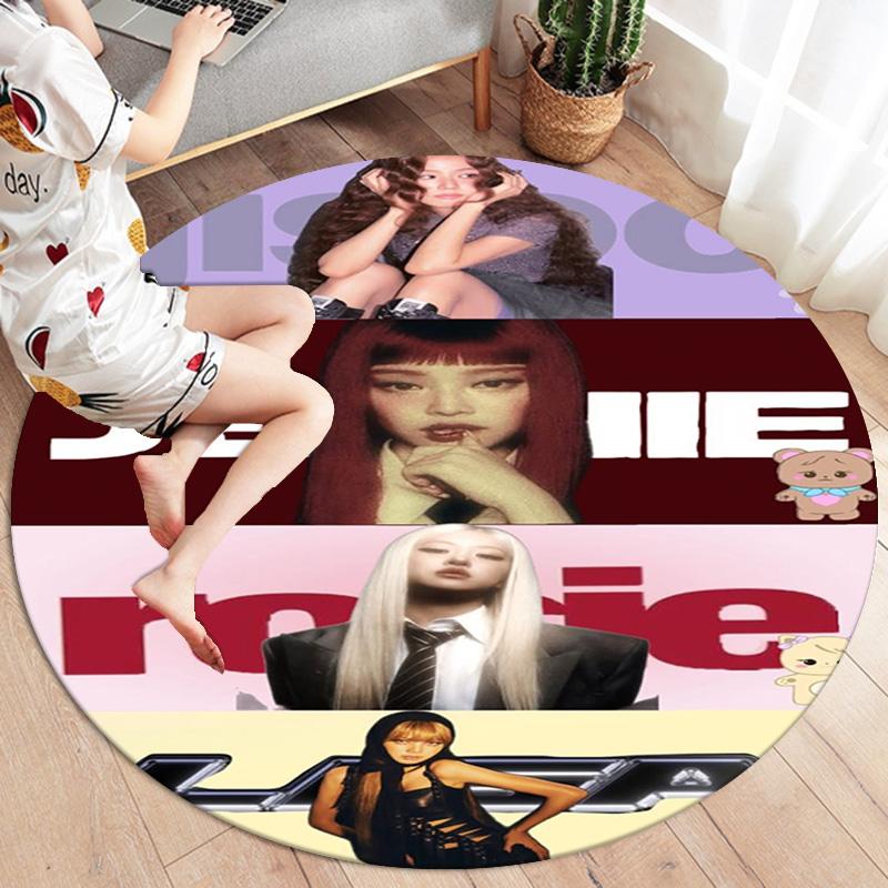 Blackpink Round Area Rug,Carpet Rug for Living Room Bedroom Sofa Playroom Decor,Non-slip Floor Mat