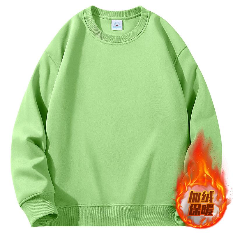 Men's Crew Neck Sweater Fleece Thickened Warm Solid Color Long-sleeved Shirt Trendy Casual Versatile Men's Top Bottoming Shirt