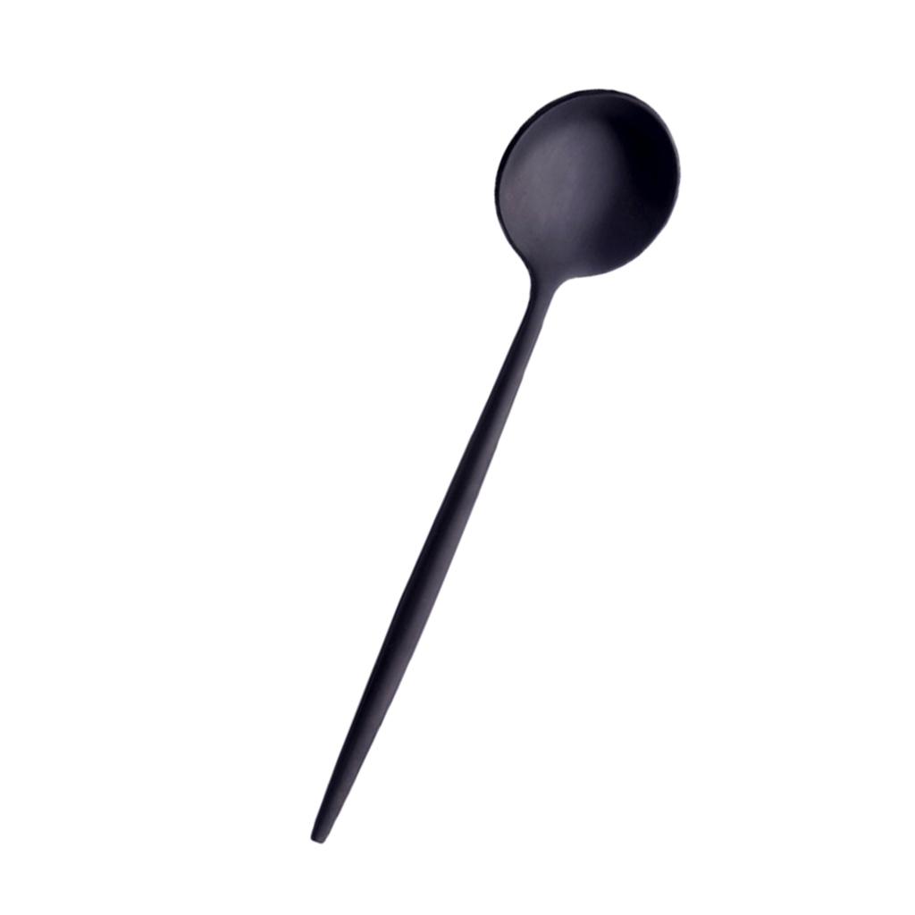 Long Stainless Steel Ice Teaspoons Coffee Soup Tea Spoons Colorful , Black, as described