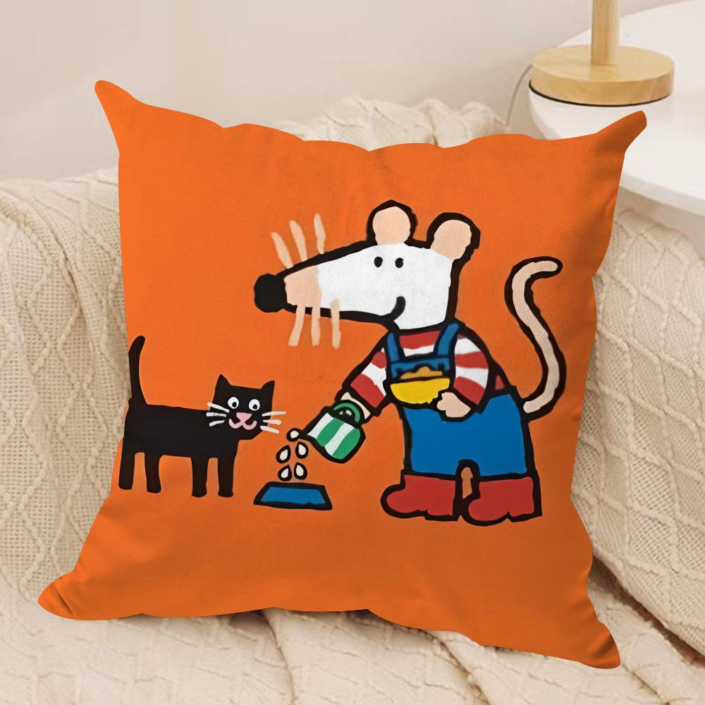Cute B-Bobo The M-Mouse Cushion Cover Short Plush Double-Sided Print Square Throw Pillow Covers Sofa Home Cushion Decor