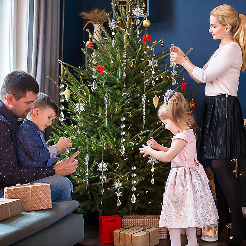 10pcs 5D Resin Snowflakes Diamond Painting Ornaments for Xmas Decor