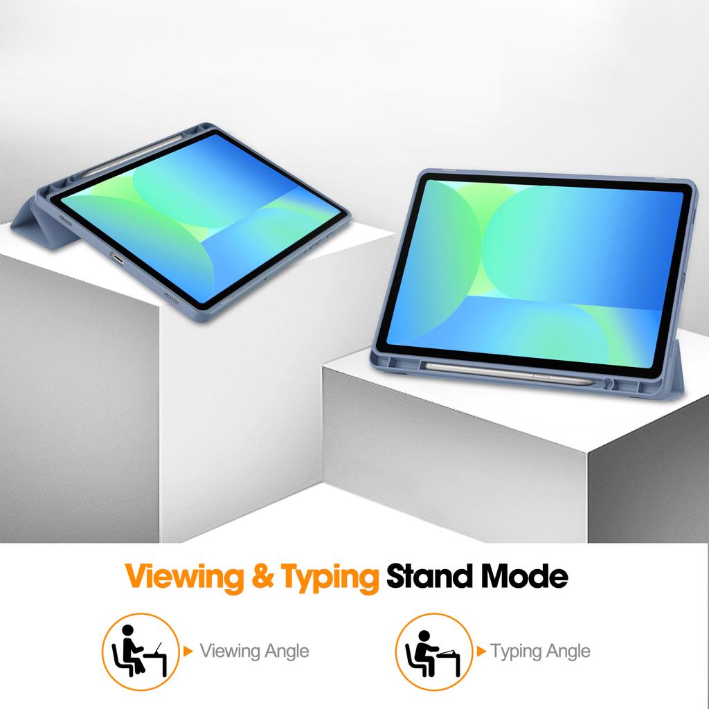 For Samsung Galaxy Tab S10 Lite/S10 FE/S9 FE Stand Case Shock-Absorbent Leather Tablet Cover with Pen Slot