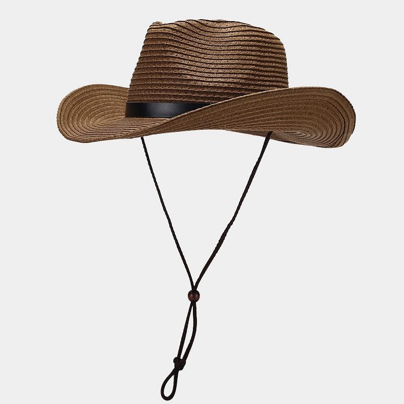 

Декоративний солом яний капелюх із козирком із поясом Western Wind з великими полями для чоловіків і жінок для подорожей на природі навесні та влітку Капелюх від сонця one size темно-коричневого кольору