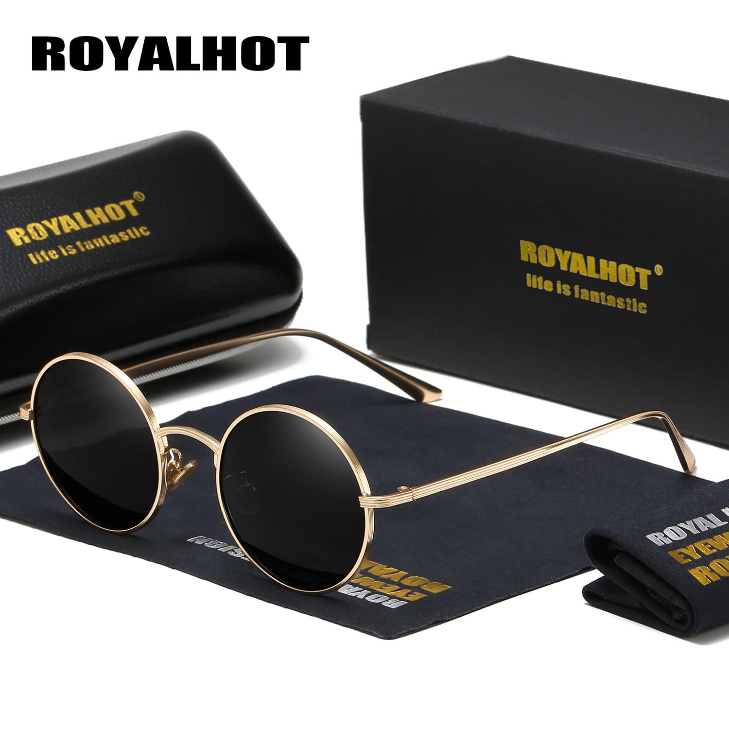 

RoyalHot женские мужские круглые металлические поляризованные модные солнцезащитные очки чёрный