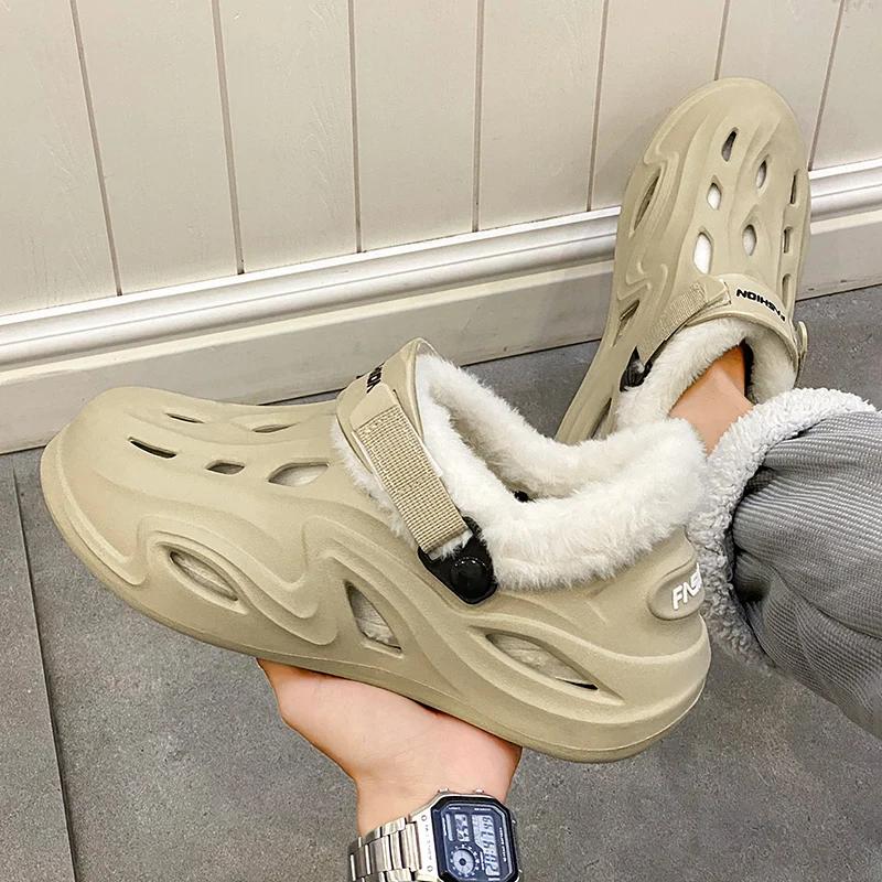 Модный дом Хлопок Мужская обувь Бархатные утолщенные тапочки из ЭВА для мужчин Модные — фото 6