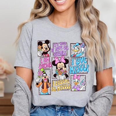And Friends Printed Adult Summer Tshirt Pure Cotton Short Sleeve Casual Top for Women Cartoon Clothing Tops