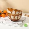 1pc Cartoon Bear Embossed Small Bowl 11.3x6.3cm/4.4x2.4inches High Temperature Resistant Household Tableware Ceramic Bowl