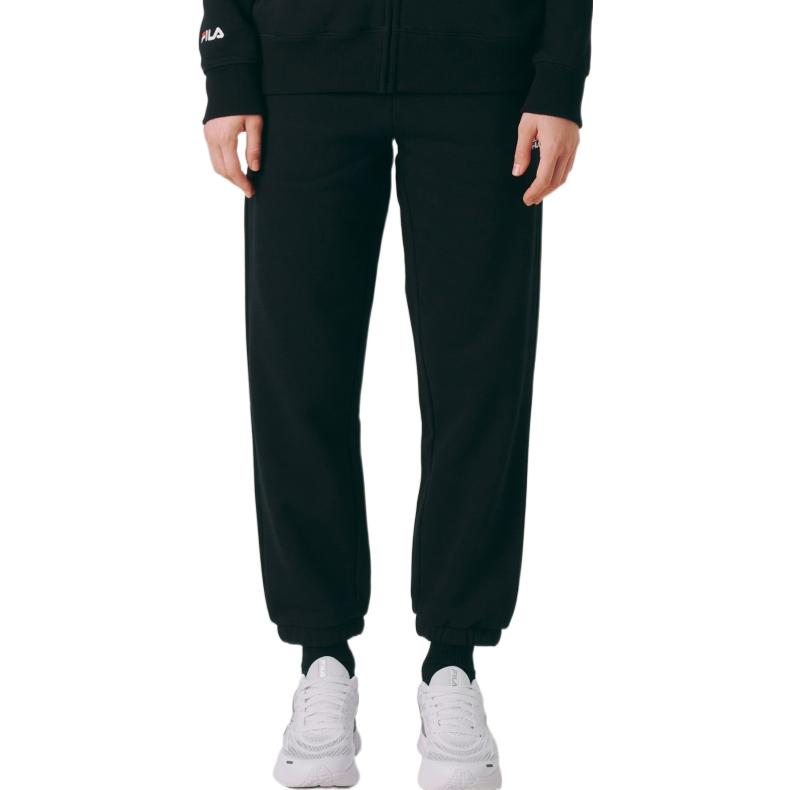 FILA Knitted Sweatpants Unisex Black Moderate Cuffed Pants FS2FPE4101X-BLK
