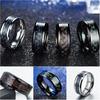 1pcs Men Black Titanium Wedding Band Ring With Black And Blue Carbon Fiber Inlay