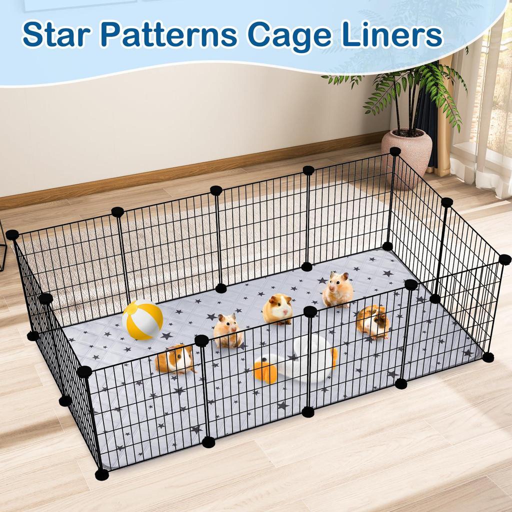 Doublure de cage pour cobaye à imprimé étoiles: Tapis d'urine absorbant, étanche, réutilisable et lavable
