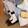 1 Paar Farbblock-Pünktchen-Mittelschaftsocken Niedliche Lässige Netz-Atmungsaktive Socken für Damen Schülerin Sommer Freizeit Wadenhohe Socken