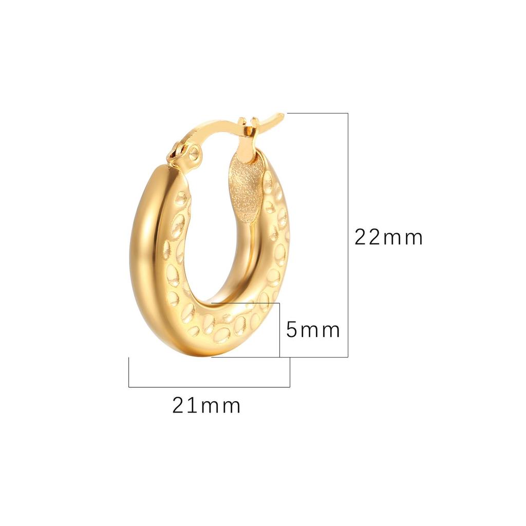 European & American Round Stainless Steel Coil Earrings for Women - 5.0 Thick Titanium Steel Ear Clips, Trendy & Thickened Design