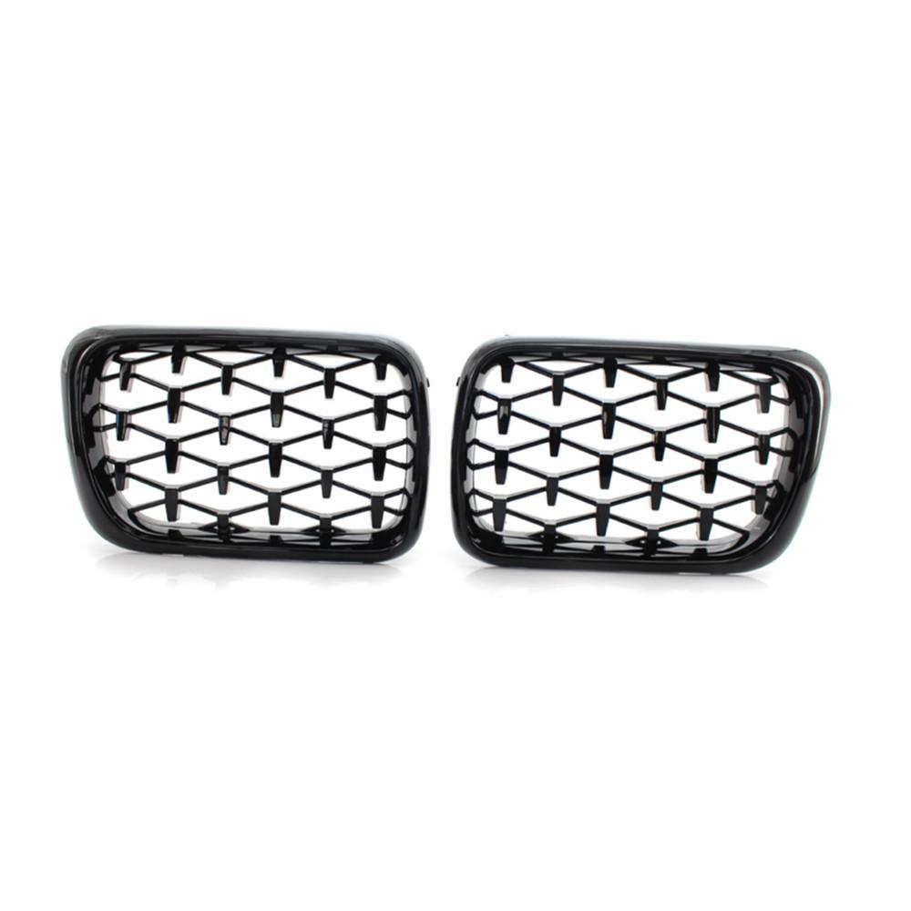 1 Pair Diamond Style Grille For BMW E36 3 Series 1997 1998 1999 Front Bumper Grille Kidney Mesh Grill Car Replacement Parts ABS