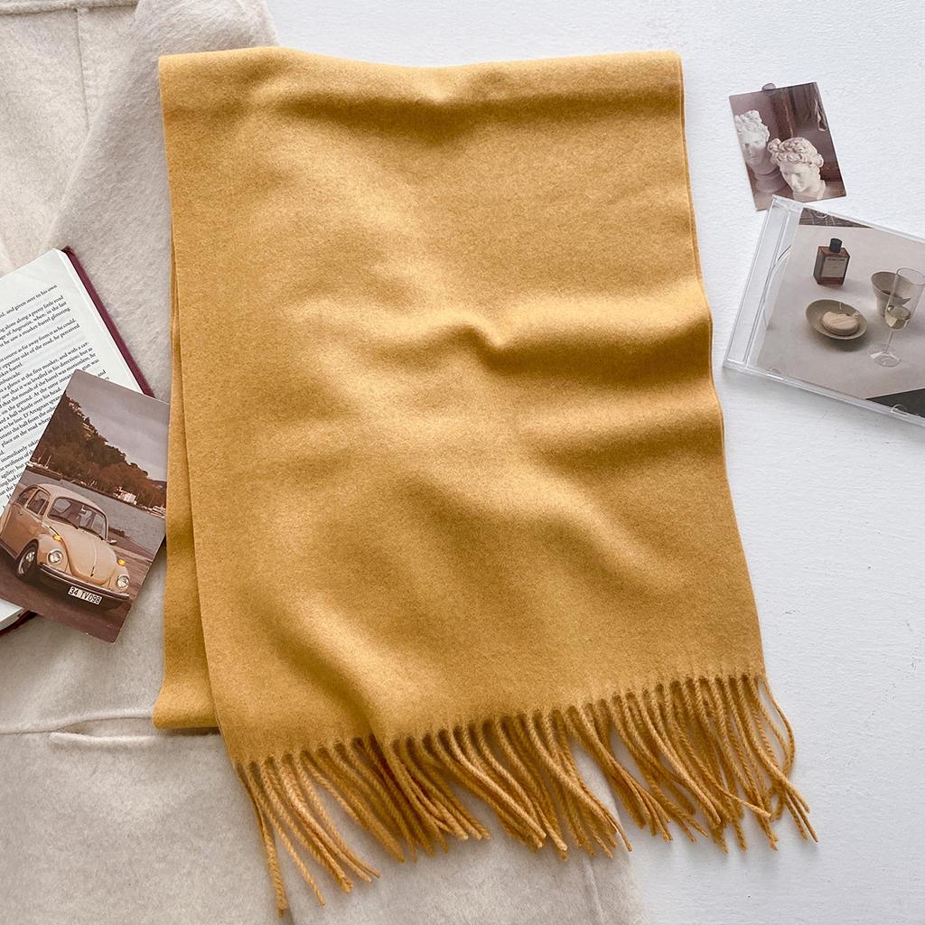 30*180cm Wool Scarf Women Luxury Solid Color Winter Warm Fashion Scarves Tassel Shawls Pashmina Lady Soft Wraps