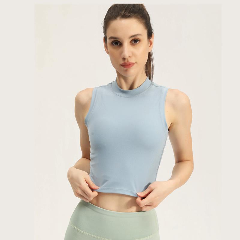 Women's Summer Solid Color Sleeveless Yoga Vest - Sexy, Tight-Fitting, Round Neck Sports Top