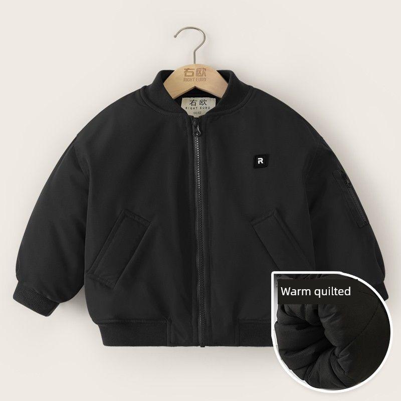 Boys' Baseball Jacket Cotton Coat Winter Clothing Thickened Warm Cotton Jacket Children's Clothing Baby Padded Trendy