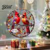 Christmas Window Decorations Acrylic Hanging Decor 2D Holographic Stained Glass Art Vintage Style Holiday Ornament with Metal Chain Double-sided