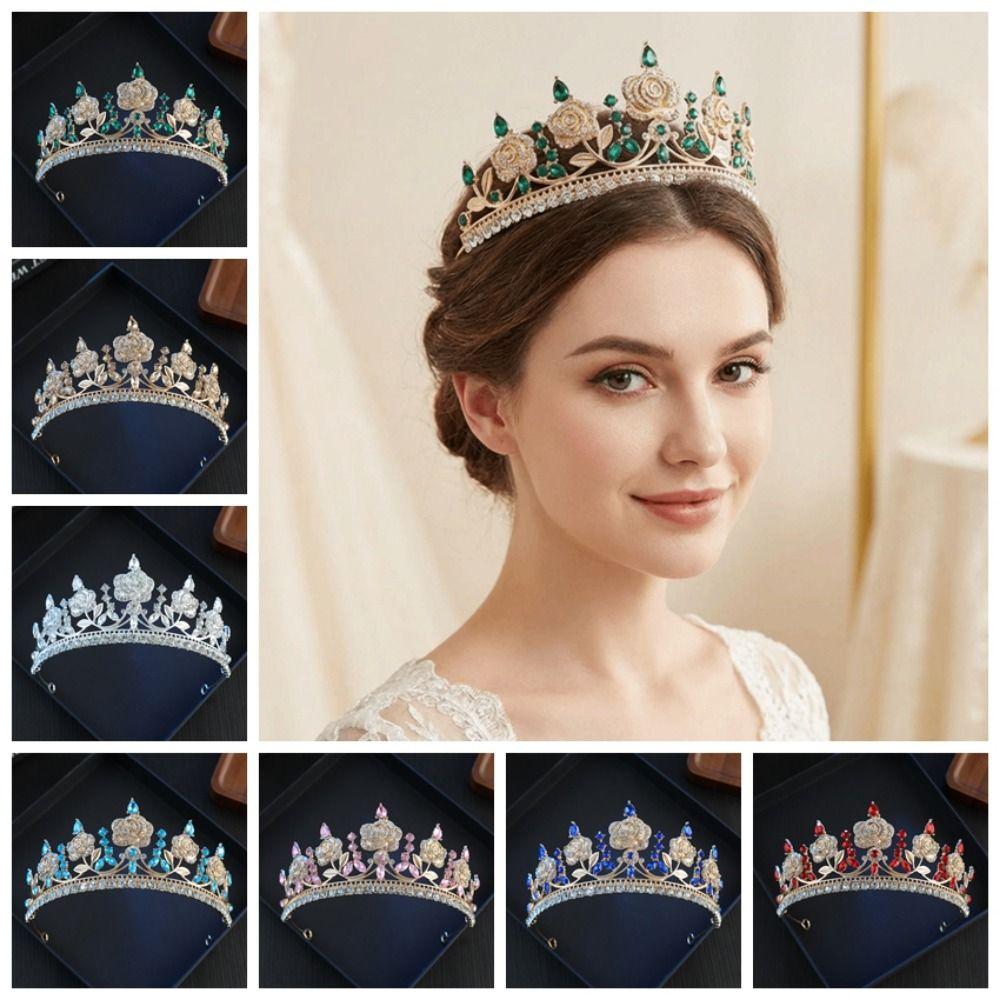 Sparkling Baroque Crystal Crown Gorgeous Elegant Baroque Queen Tiaras Shiny Dazzling Bridal Wedding Headwear Party Prom