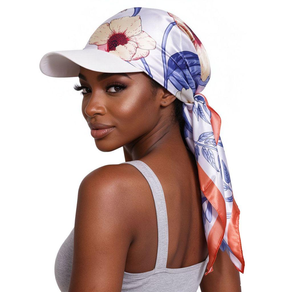 Fashion Print Silk Scarf Headwear With Sun Protection For Outdoor Activities