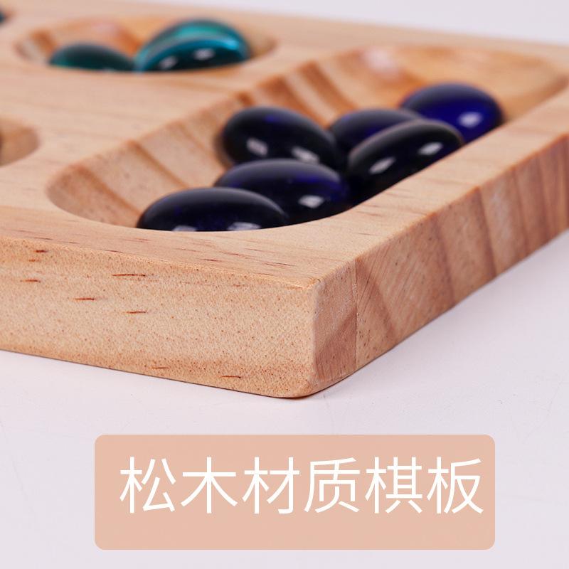 New Product Wood Folding Mancala Board Games with 48 Small Yuhua Stone Classic Chess Mancala Toys