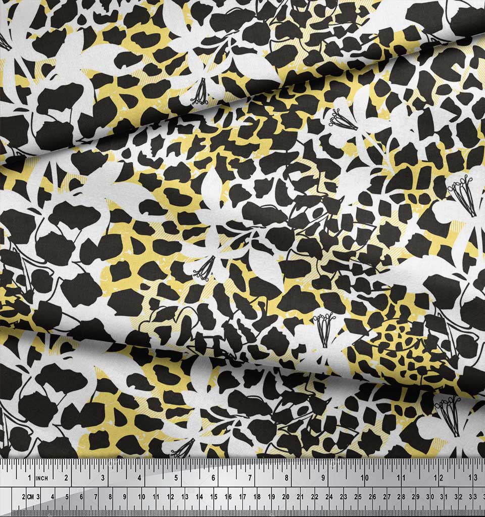 Soimoi Purple Japan Crepe Satin Fabric Leopard Animal Skin Printed Fabric 1 Metre 42 Inch