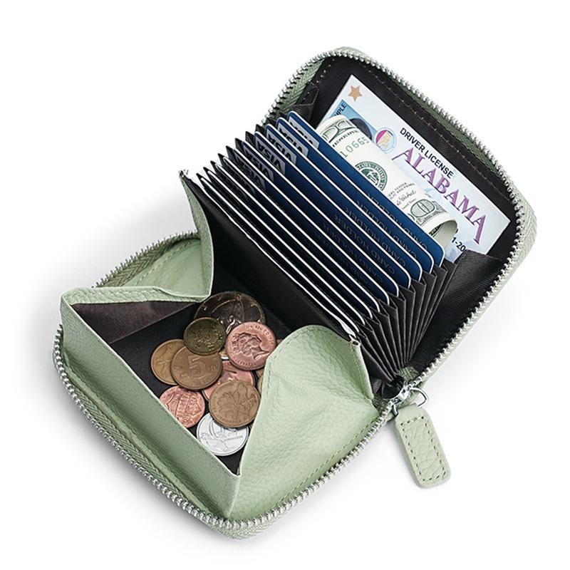 

Гаманець-гармошка з натуральної шкіри, що блокує RFID, на блискавці та тримачі для карток