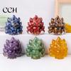 Nine-tailed Fox Ornament Natural Stone Foxes Figurine Positive Healing Energy Hand-carved Colorful Faux Collectible Toy Crystal Sitting Animal Statue