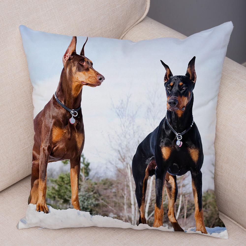 Doberman Pinscher Cushion Cover Both Sided Print Decor Pet Dog Animal Pillow Case for Car Sofa Home Soft Plush Throw Pillowcase