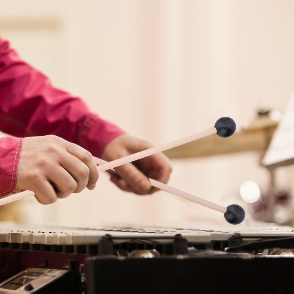 1 Pair Keyboard Marimba Mallets Smooth Wooden Handle Rubber Mallets Instrument Accessory